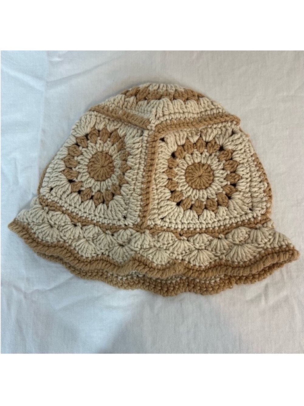 Handmade Floral Crochet Square Granny bucket hat